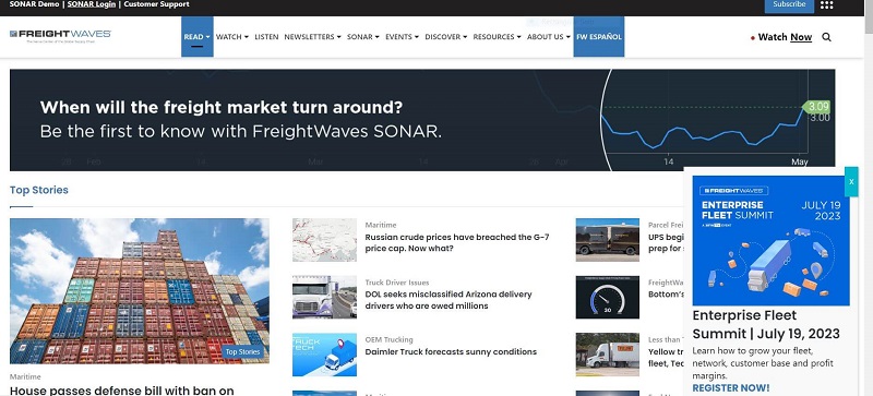 logistics blog websites- Freightwaves.com